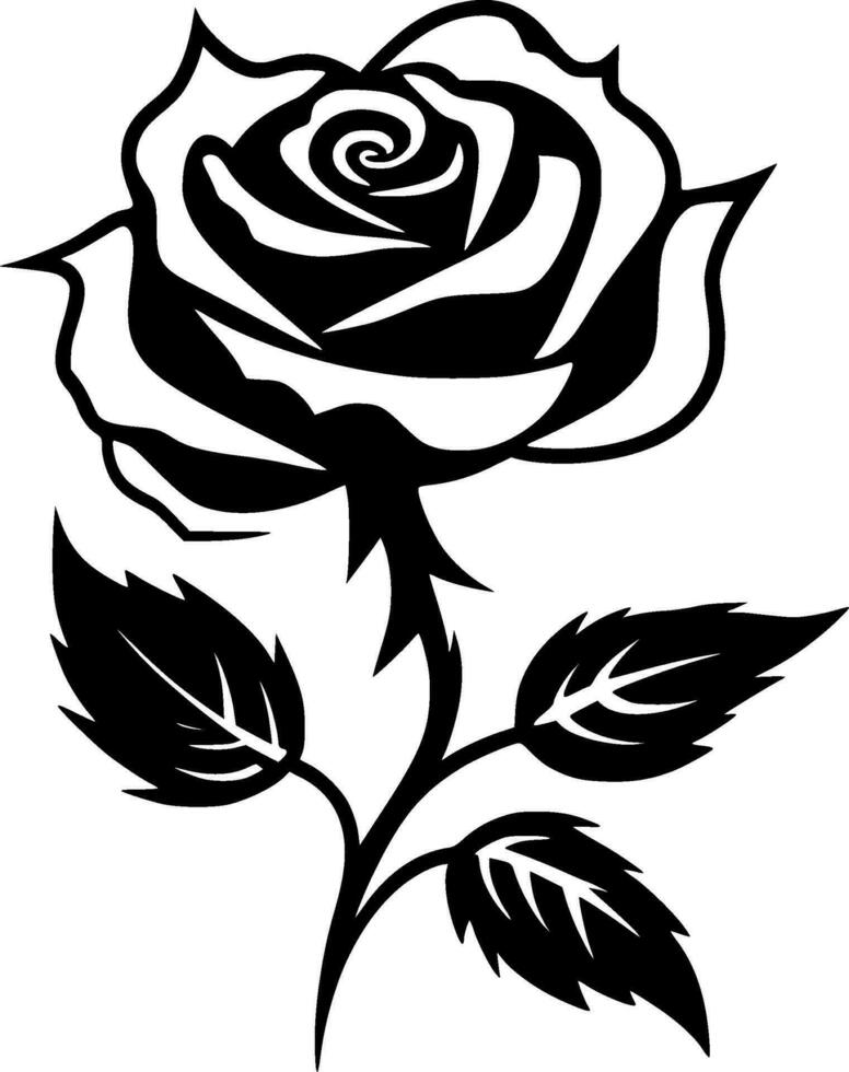 Rose, Black and White Vector illustration