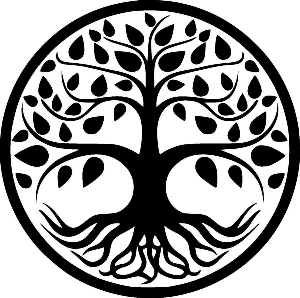 árbol, negro y blanco vector ilustración