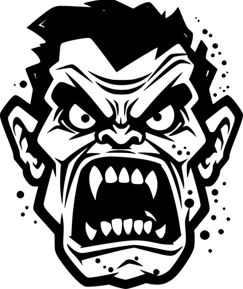 Zombie, Black and White Vector illustration