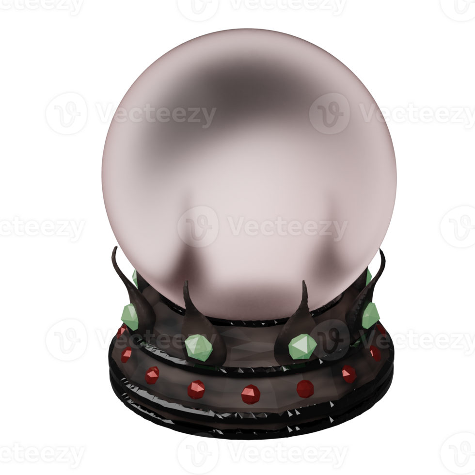 3d tolkning av isometrisk förmögenhet kassör magi kristall boll. spådom och framsynthet av framtida, magi verktyg av trollkarlar. realistisk png illustration isolerat på transparent bakgrund