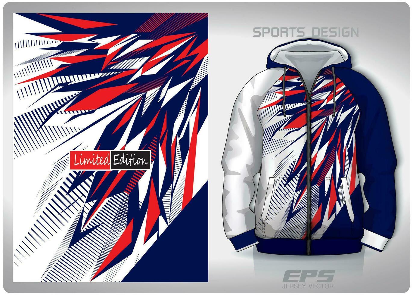 Vector sports shirt background image.Red and blue broken glass pattern design, illustration, textile background for sports long sleeve hoodie, jersey hoodie