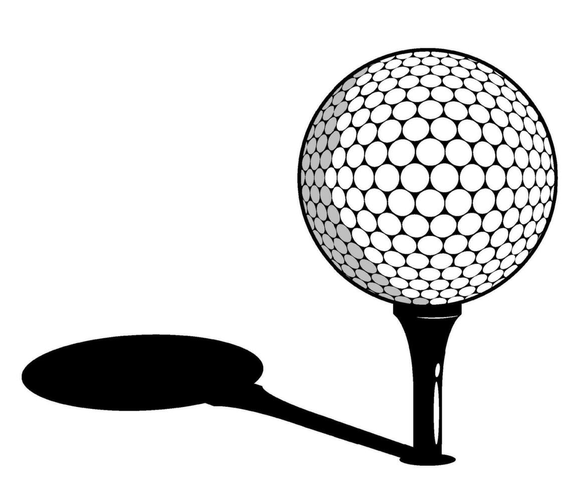 sport ball for golf on stand, tee with shadow isolated on white background. Golf competition. Vector