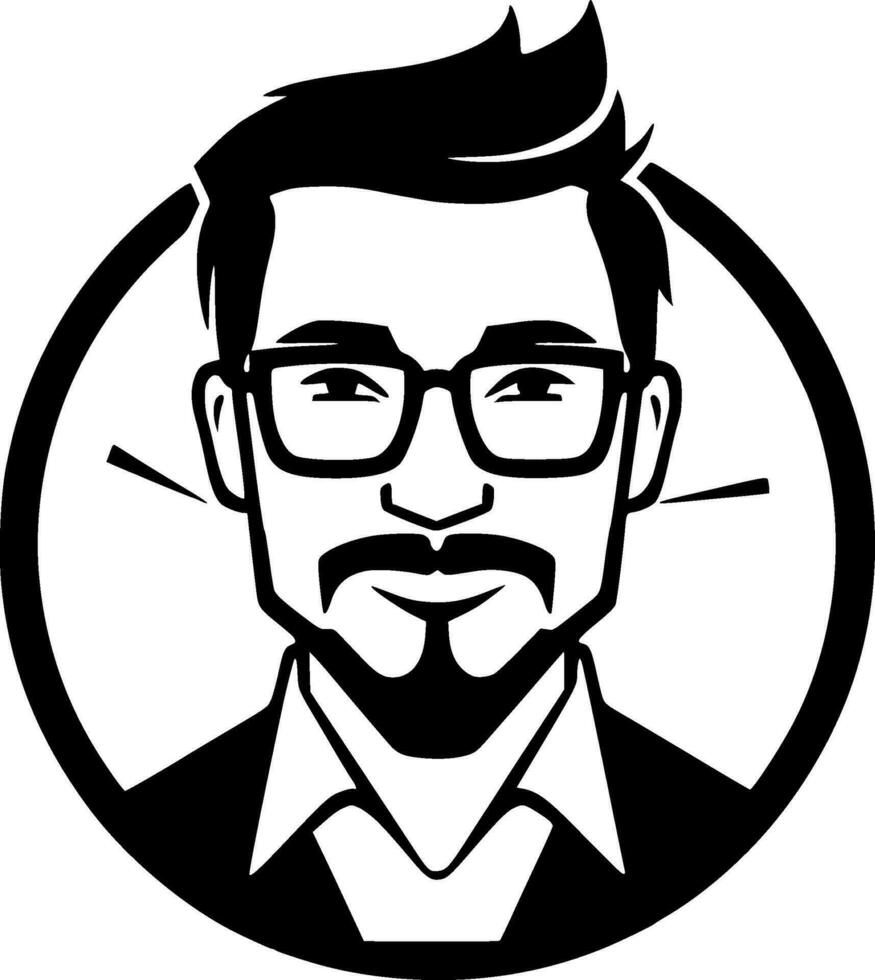 Teacher, Black and White Vector illustration