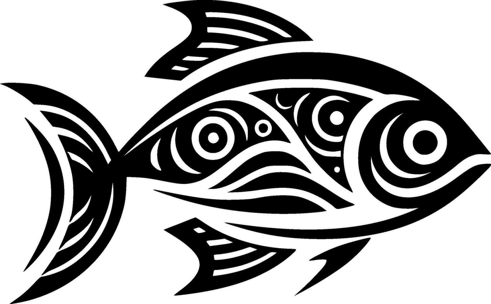 Fish - Black and White Isolated Icon - Vector illustration