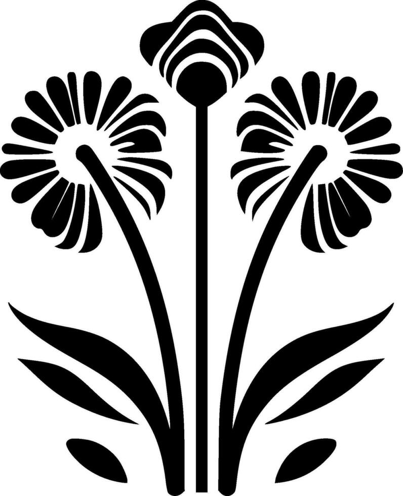 flor - negro y blanco aislado icono - vector ilustración