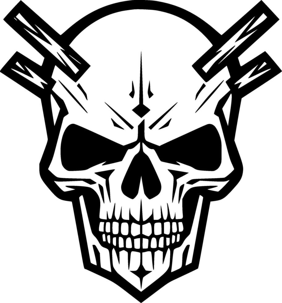 Skull, Black and White Vector illustration