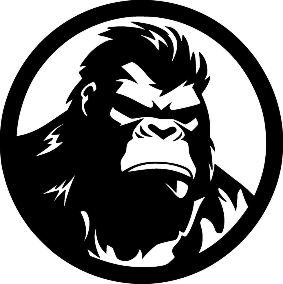Gorilla - Black and White Isolated Icon - Vector illustration