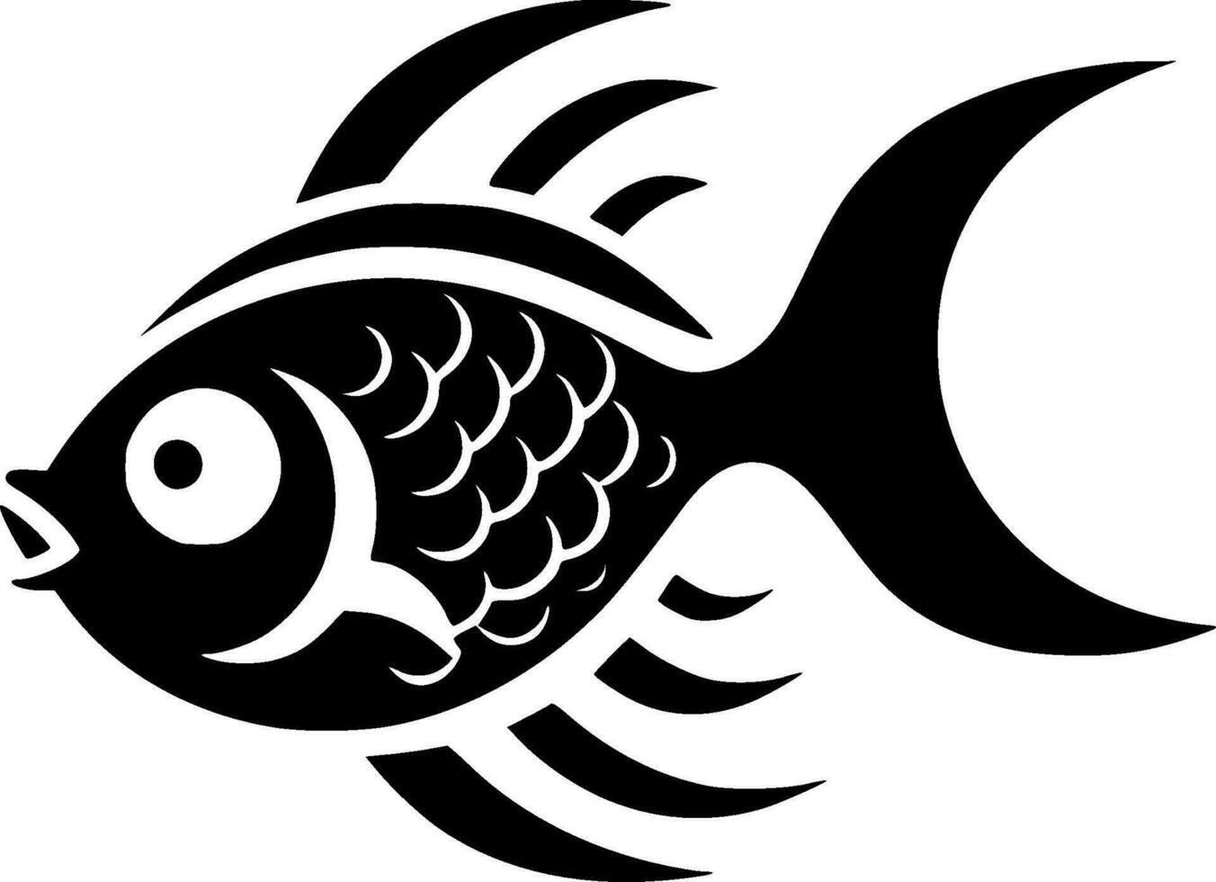 Fish, Black and White Vector illustration