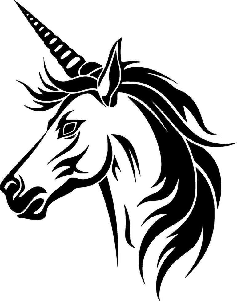 unicornio, negro y blanco vector ilustración