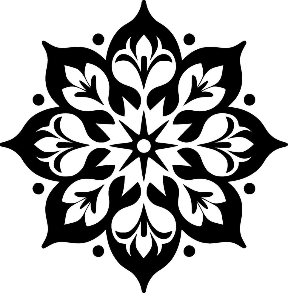 mandala - negro y blanco aislado icono - vector ilustración