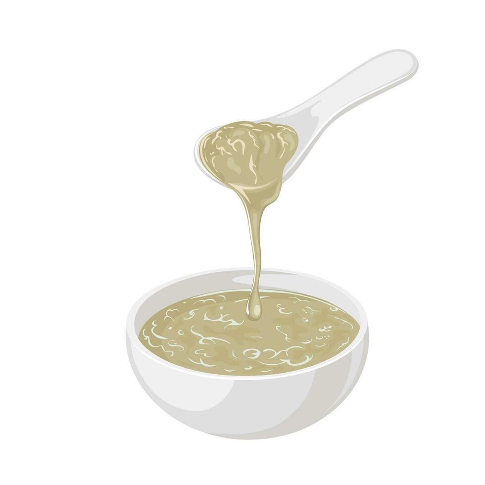 Vector illustration, bird's nest soup, isolated on white background.