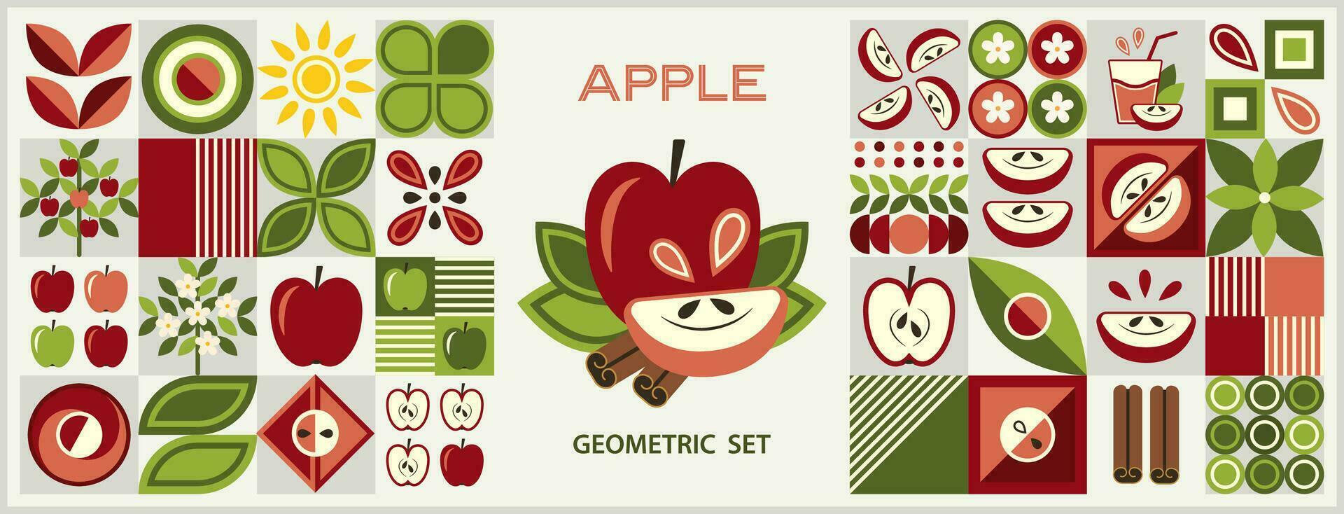 Design elements with apple in geometric style. vector