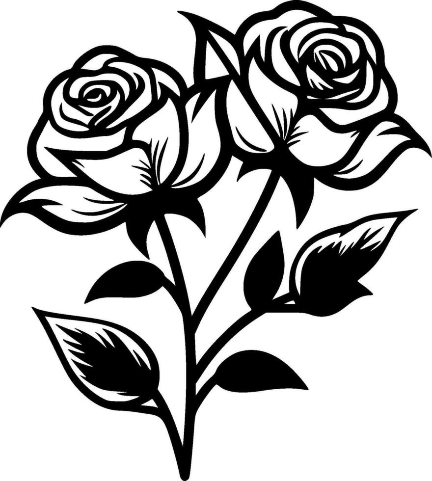 Roses, Minimalist and Simple Silhouette - Vector illustration