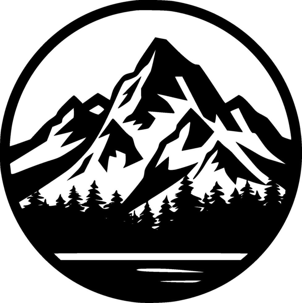 Mountains, Black and White Vector illustration