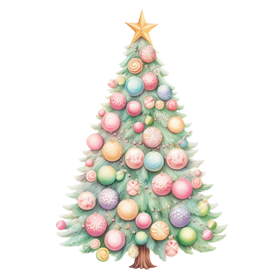 Cute pastel element Christmas tree png