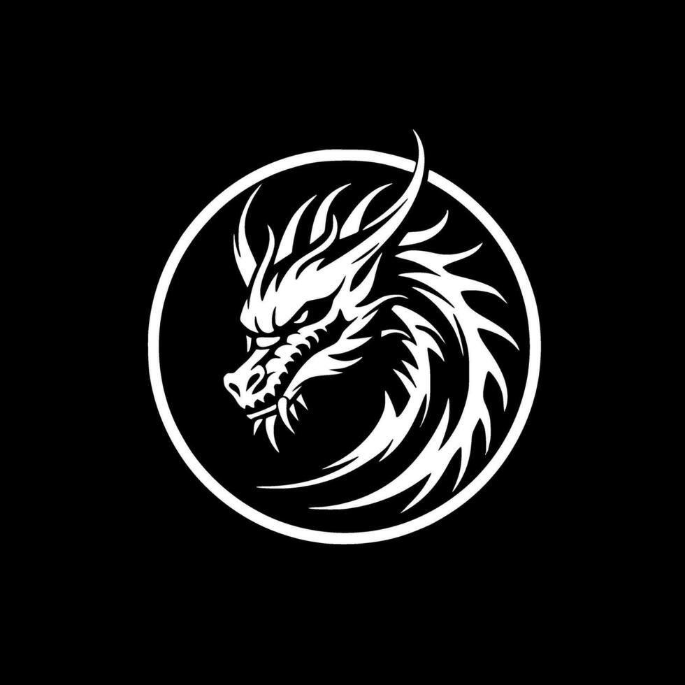 Dragon - Black and White Isolated Icon - Vector illustration