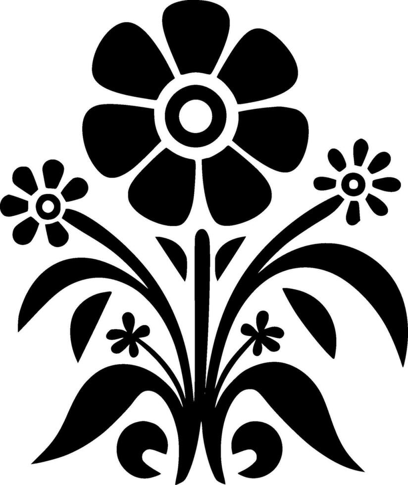 flor, negro y blanco vector ilustración