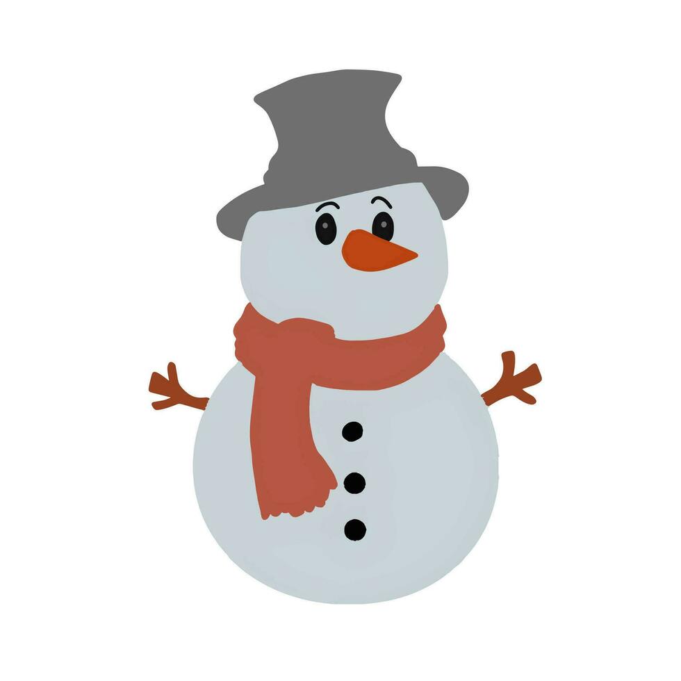 Snowman with scarf  and scarf isolated on white background. vector