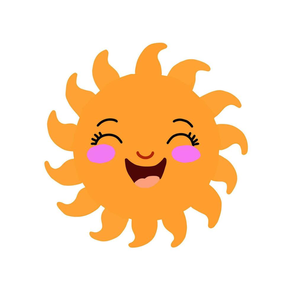 Cute Sun isolated on white background. Vector illustration