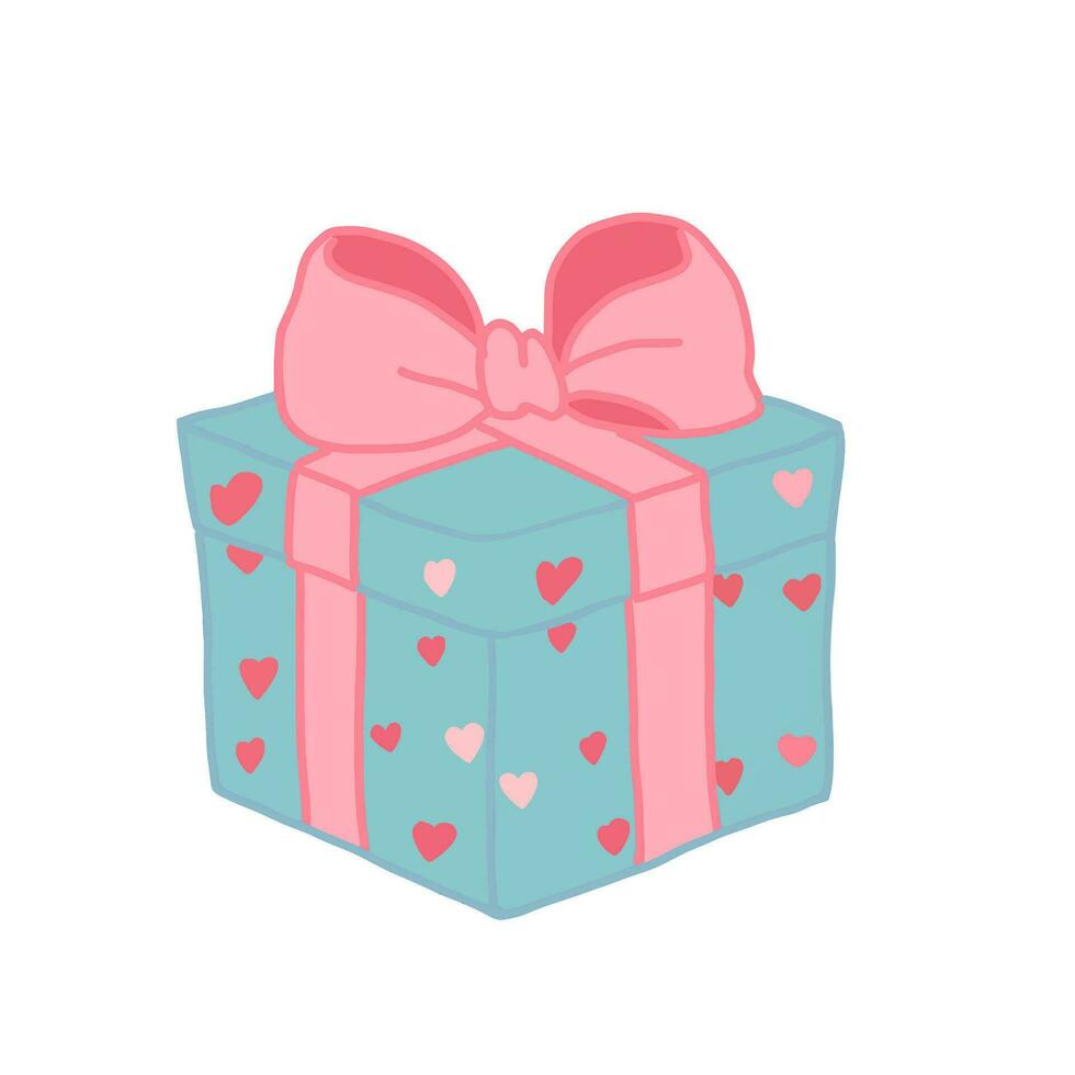 Cute gift box isolated on white background. Vector illustration