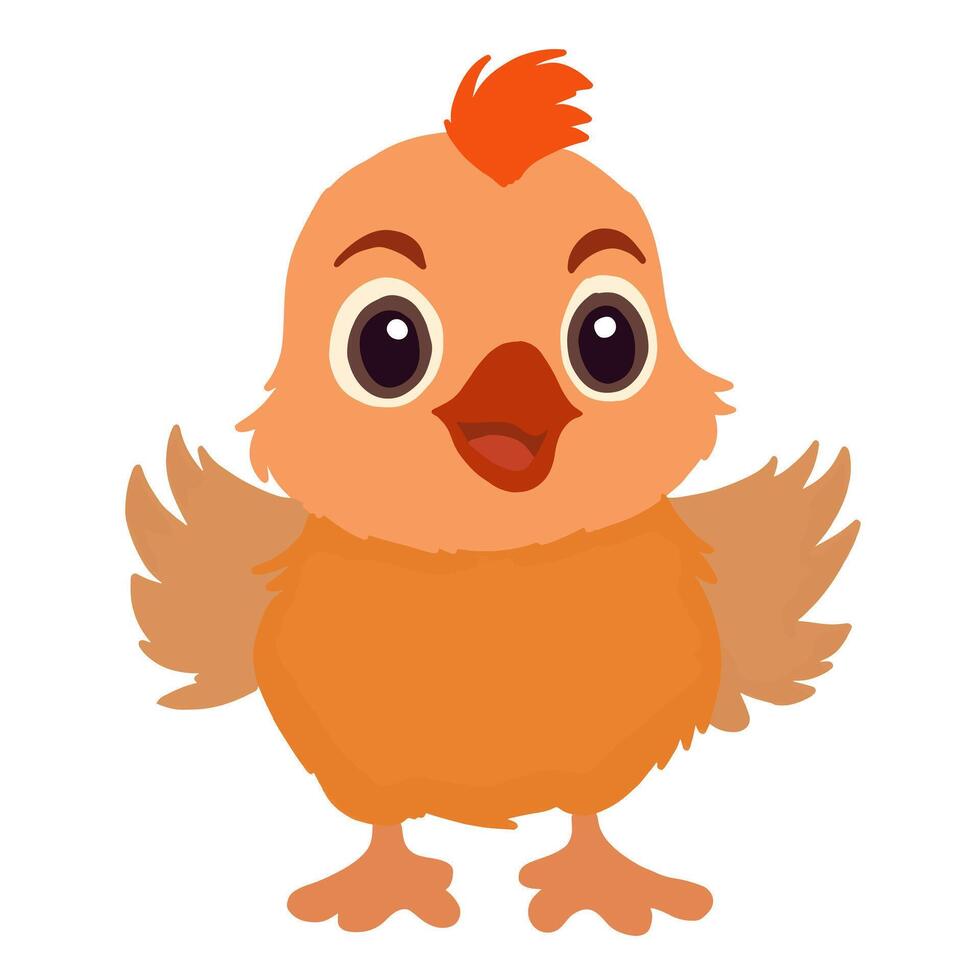 Cute chicken isolated on white background. Vector illustration