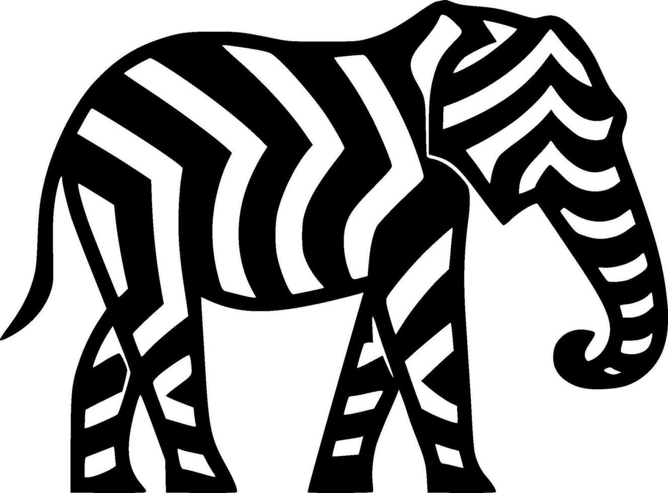 Elephant - Black and White Isolated Icon - Vector illustration