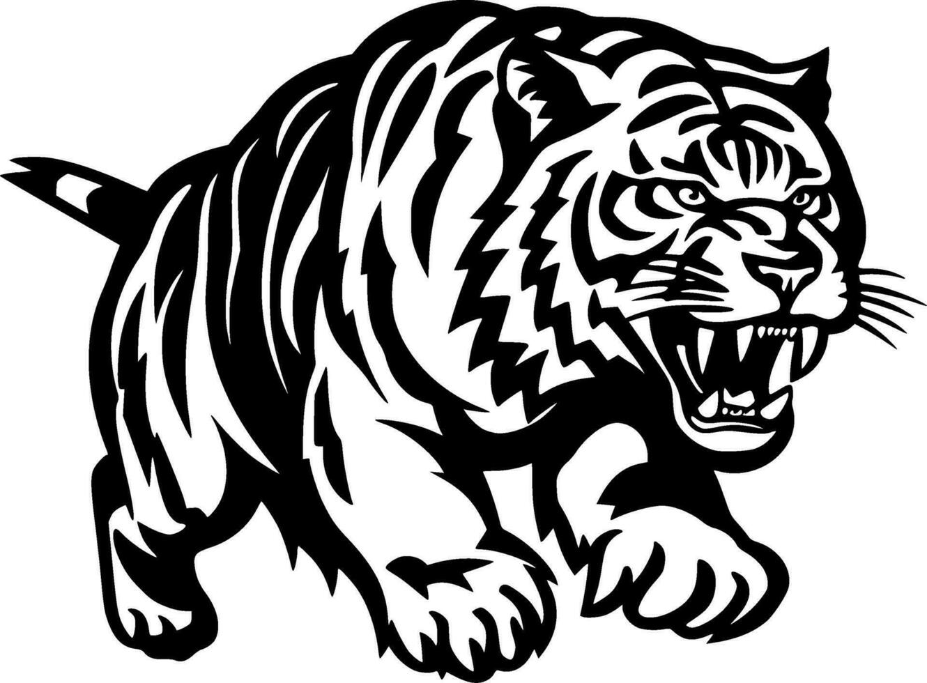 Tiger, Black and White Vector illustration