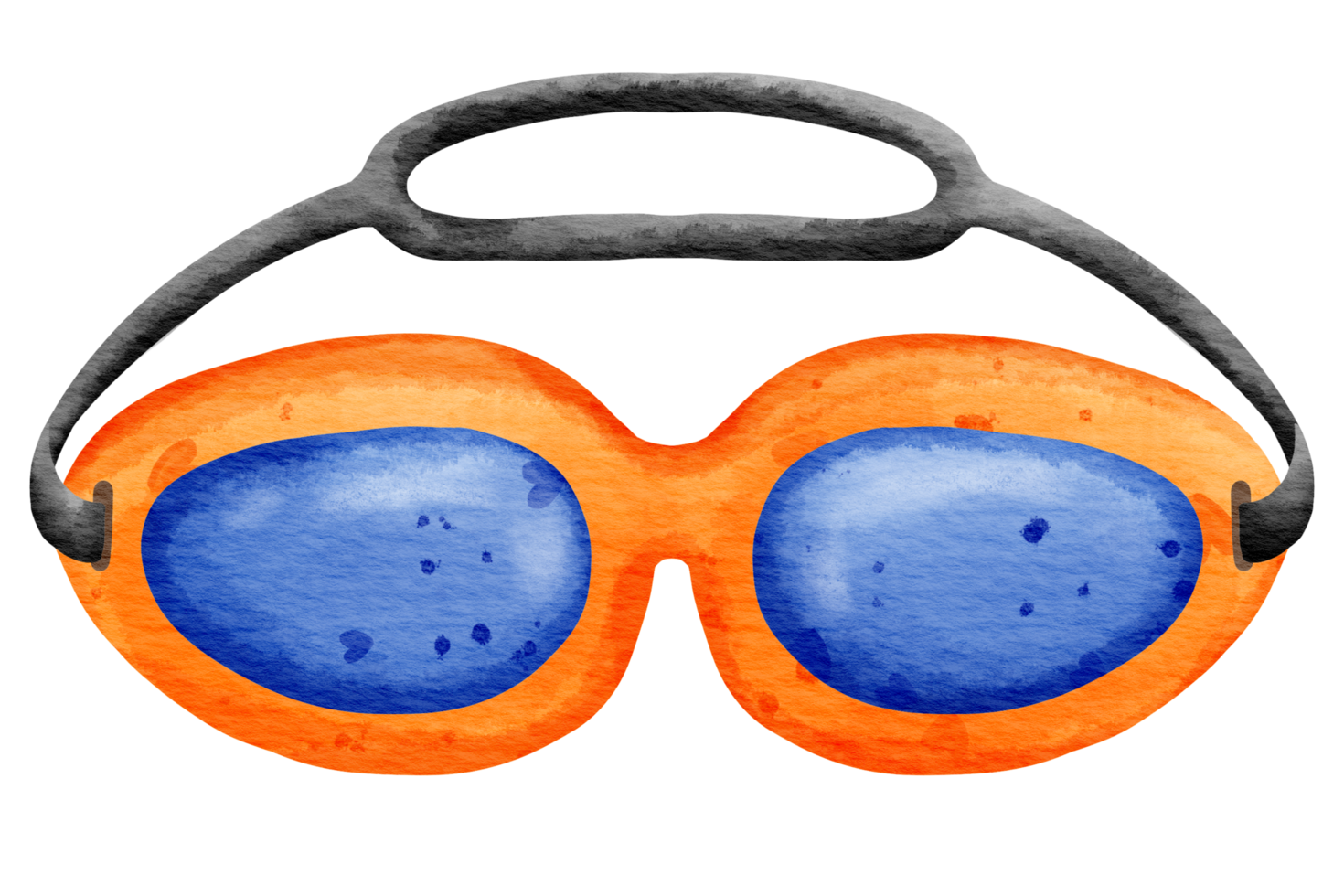 Isolated cute and colorful swimming goggle in watercolor style and transparent background png
