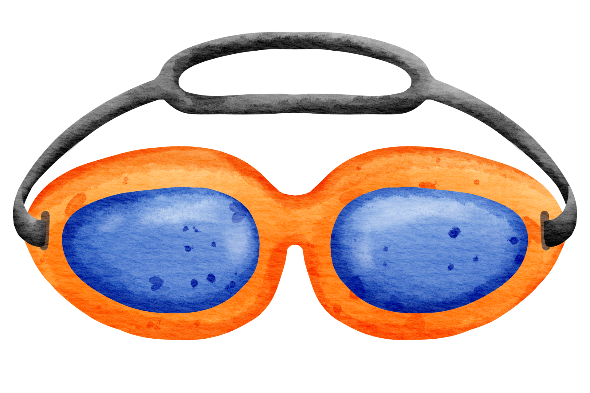Isolated cute and colorful swimming goggle in watercolor style and