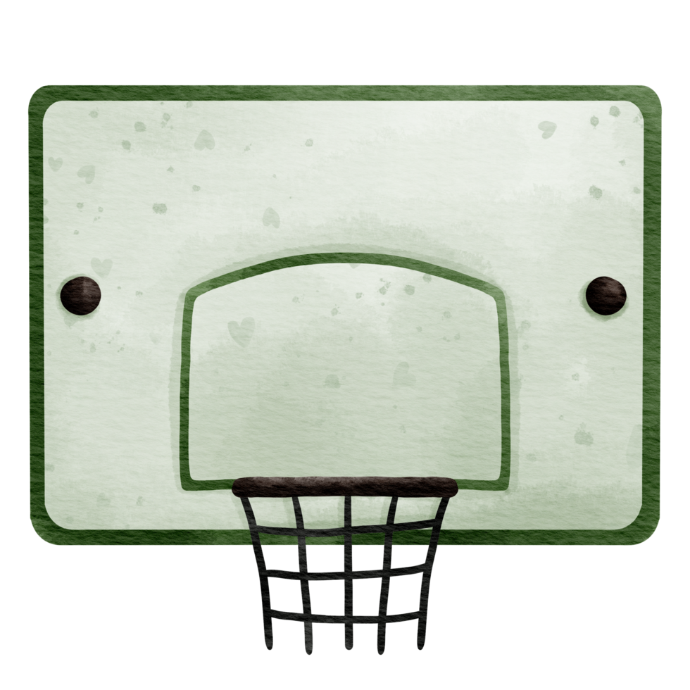 Isolated cute green basketball hoop net in watercolor style png