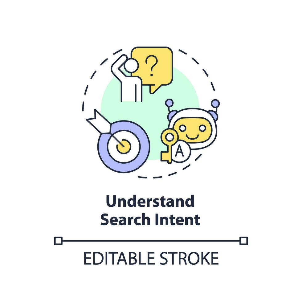 Editable understand search intent icon concept, isolated vector, AI for SEO thin line illustration. vector