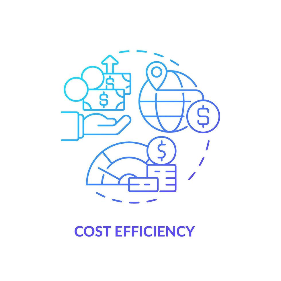 2D gradient cost efficiency icon, isolated vector, foreign direct investment thin line illustration. vector