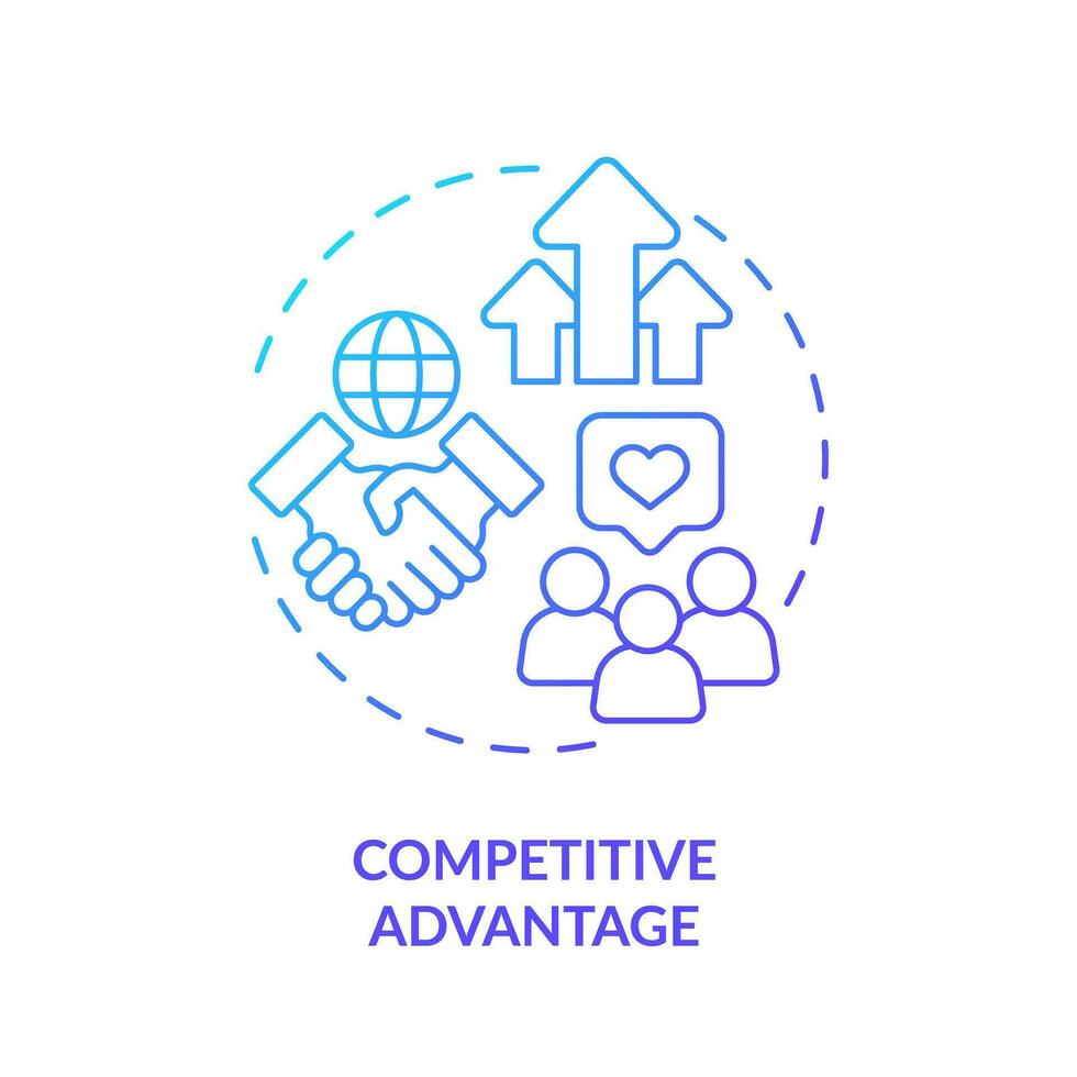 2D gradient competitive advantage icon, isolated vector, foreign direct investment thin line illustration. vector