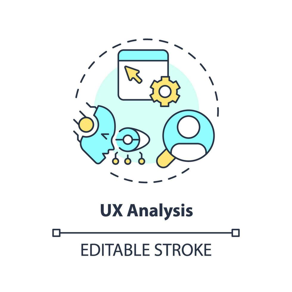 Editable UX analysis icon concept, isolated vector, AI for SEO thin line illustration vector