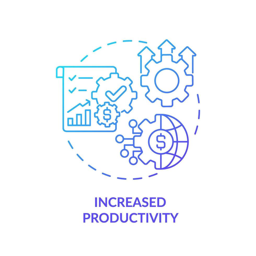 2D gradient increased productivity icon, isolated vector, foreign direct investment thin line illustration. vector