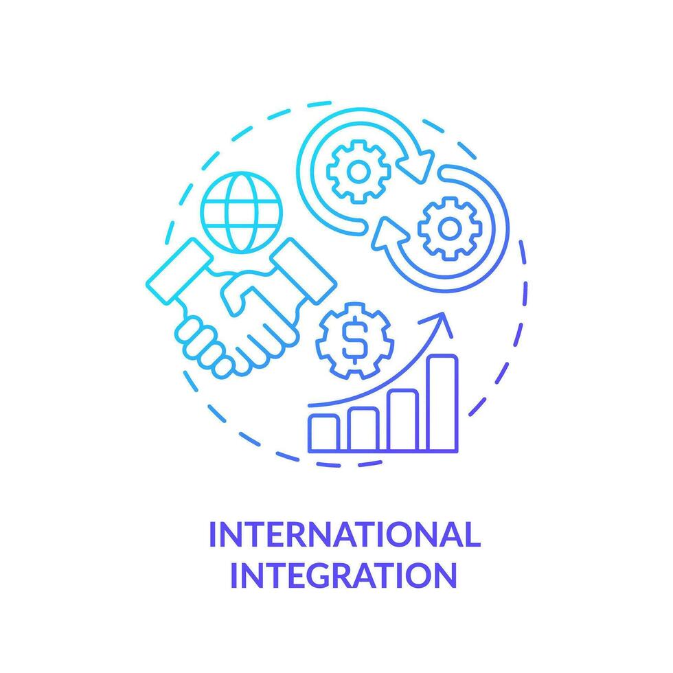 2D gradient international integration icon, isolated vector, foreign direct investment thin line illustration. vector