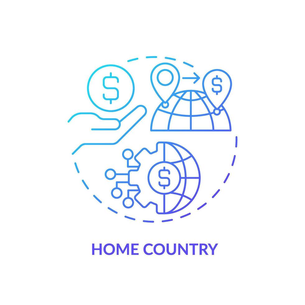 2D gradient home country icon, isolated vector, foreign direct investment thin line illustration. vector