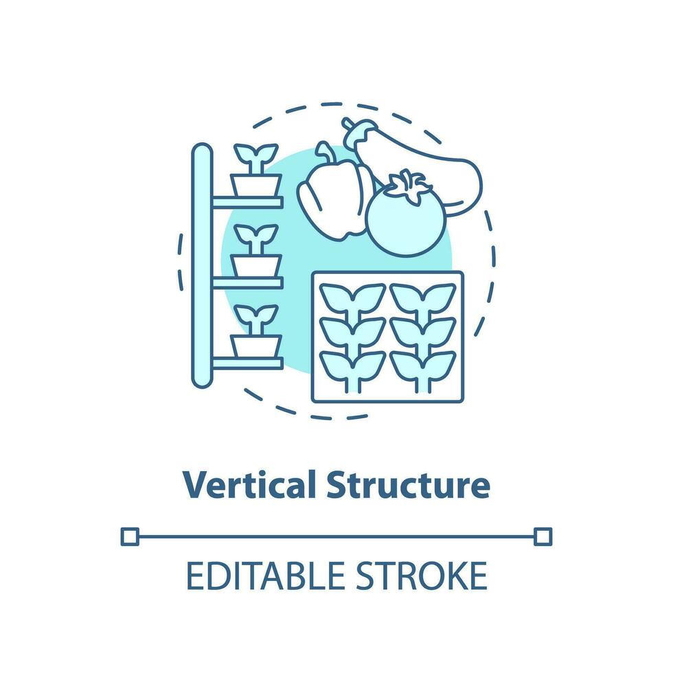 2D editable vertical structure icon representing vertical farming and hydroponics concept, isolated vector, thin line illustration. vector