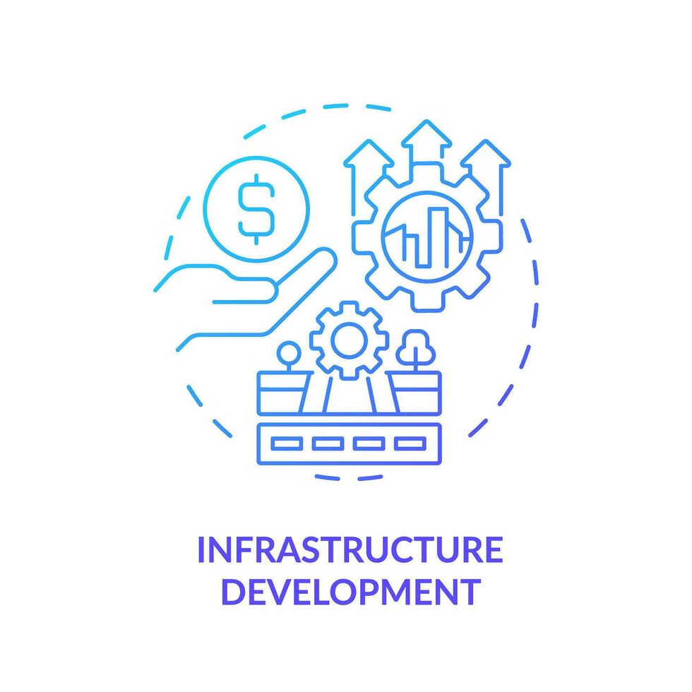 2D gradient infrastructure development icon, isolated vector, foreign direct investment thin line illustration. vector