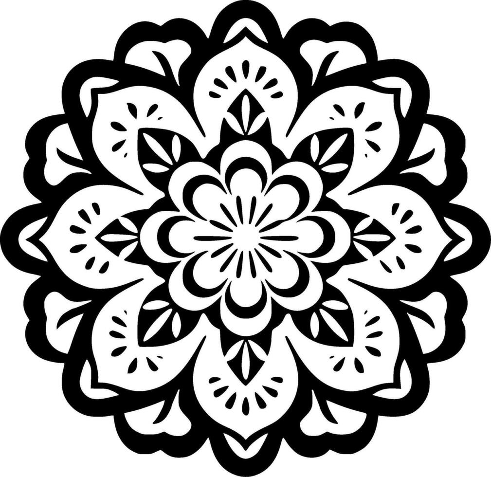 Mandala, Black and White Vector illustration
