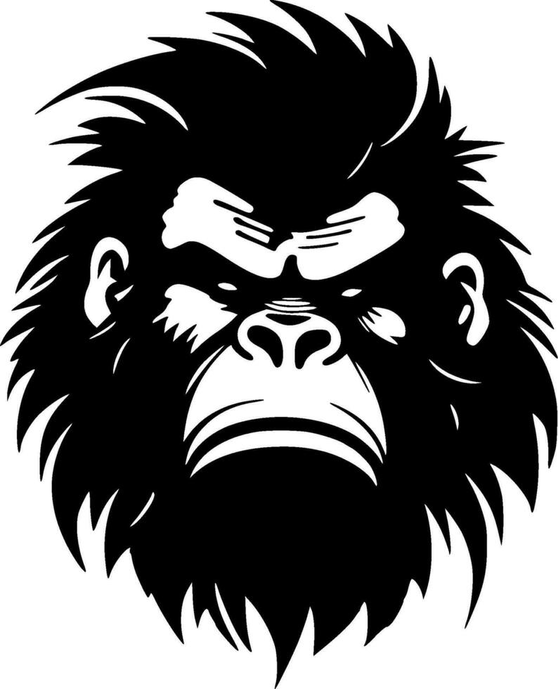 Gorilla, Black and White Vector illustration