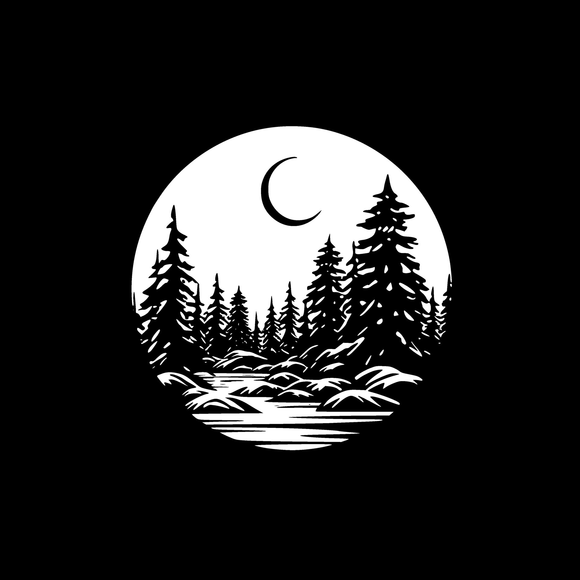 Forest - Black and White Isolated Icon - Vector illustration 28172028