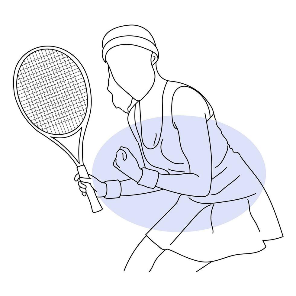 Line art of tennis player vector illustration sketch hand drawn isolated on white background