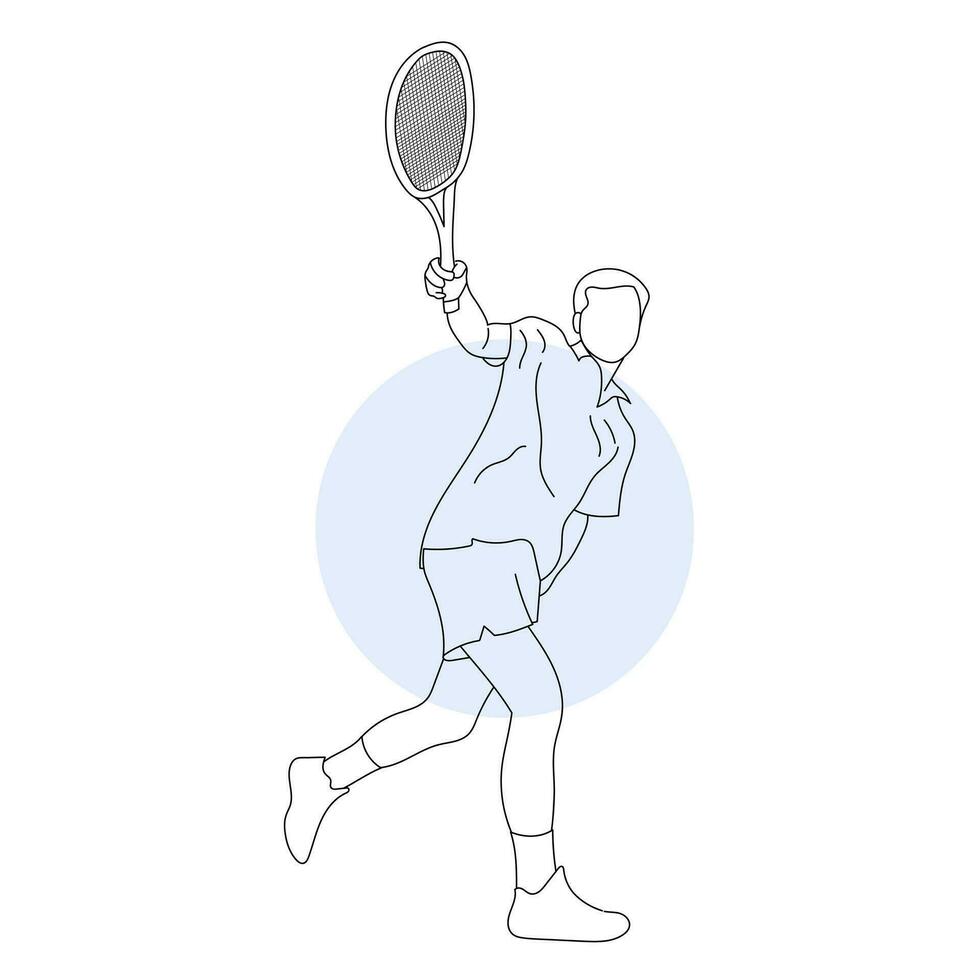 Line art of tennis player vector illustration sketch hand drawn isolated on white background