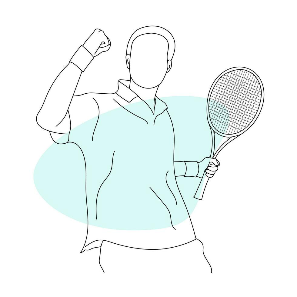 Line art of tennis player vector illustration sketch hand drawn isolated on white background