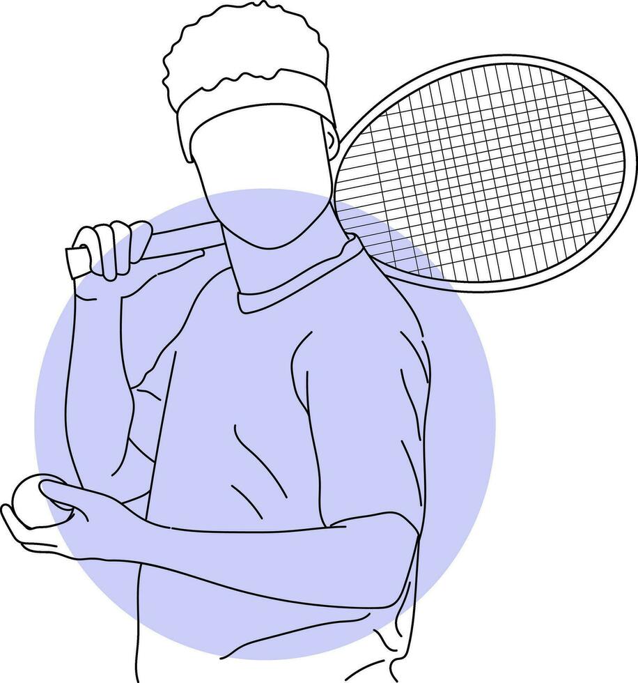 Line art of tennis player vector illustration sketch hand drawn isolated on white background