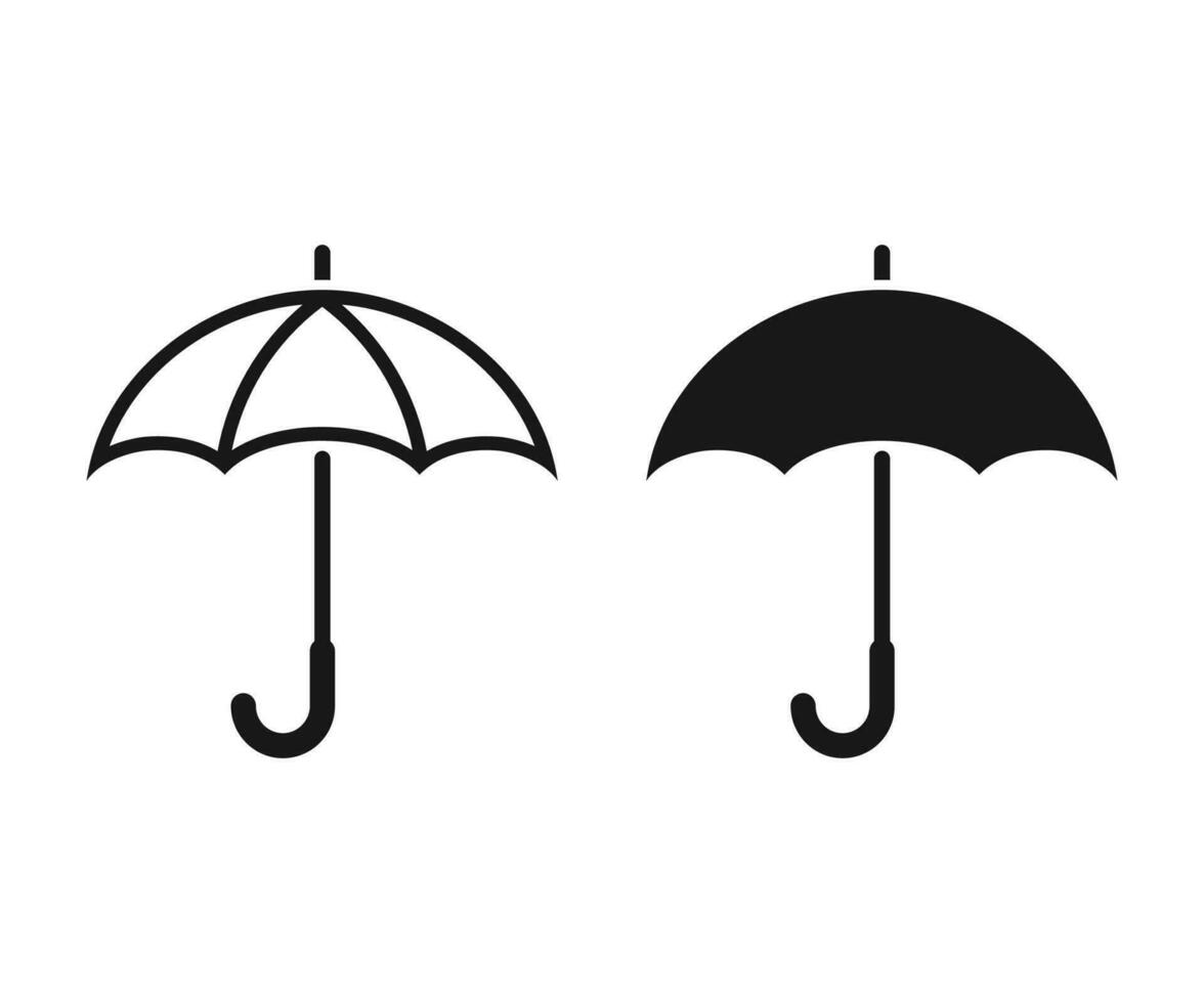 paraguas icono colocar. paraguas plano y contorno vector icono