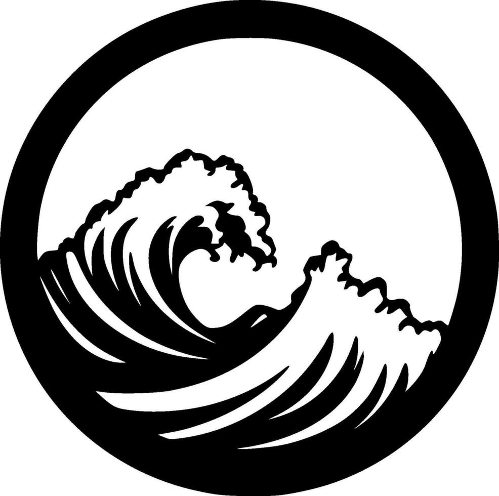 Wave, Black and White Vector illustration