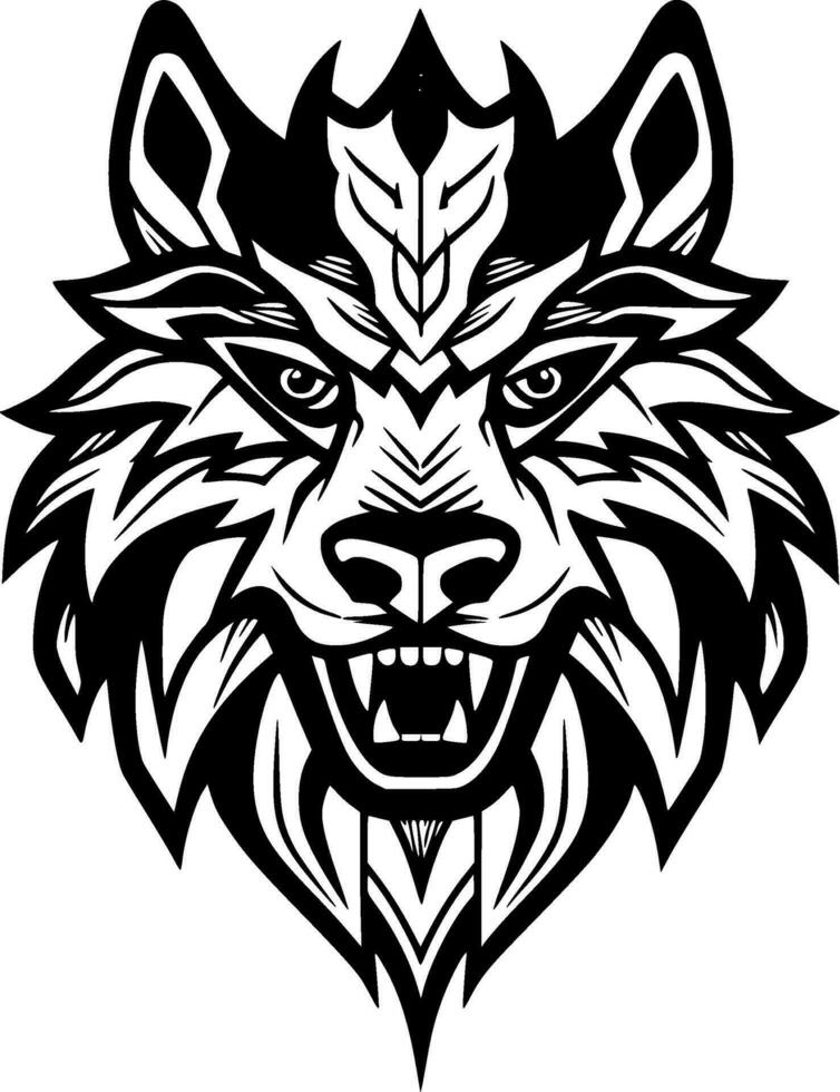 Wolf, Black and White Vector illustration