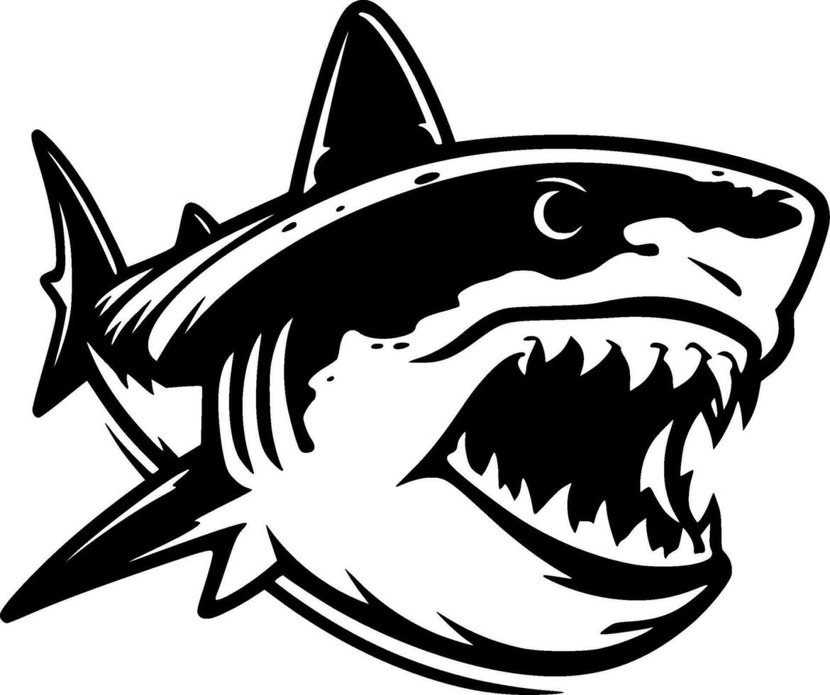 Shark - Black and White Isolated Icon - Vector illustration
